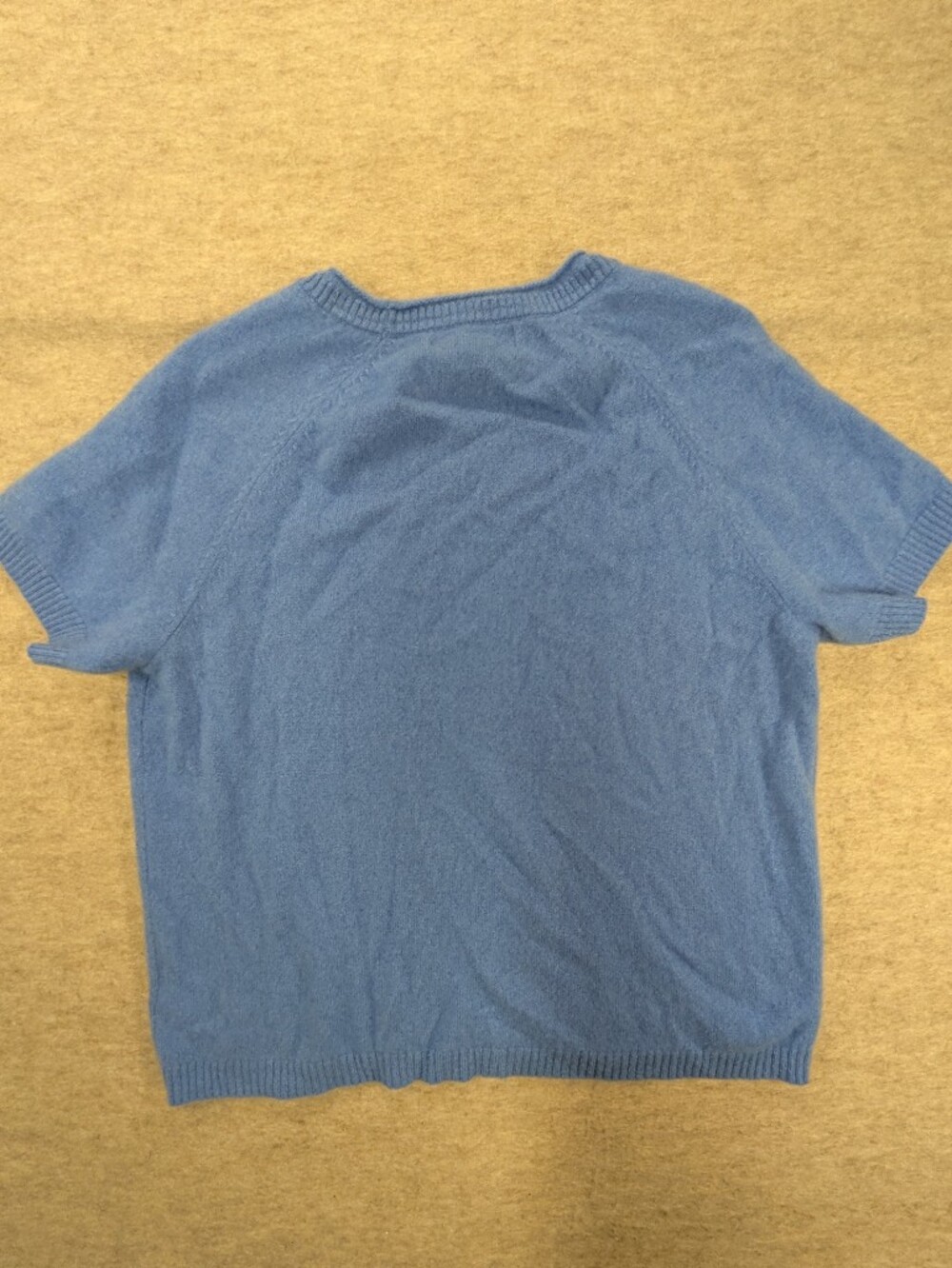 Tahari 2 Ply Cashmere Bright Blue Short Sleeve Sweater Size Large - Picture 2 of 7